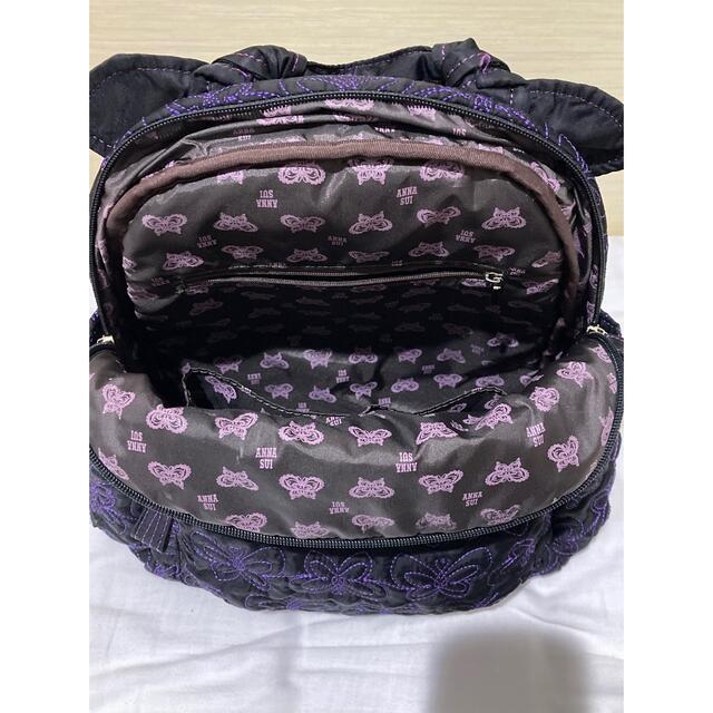 ANNA SUI(アナスイ)のアナスイ リュックサック 黒×パープル レディースのバッグ(リュック/バックパック)の商品写真