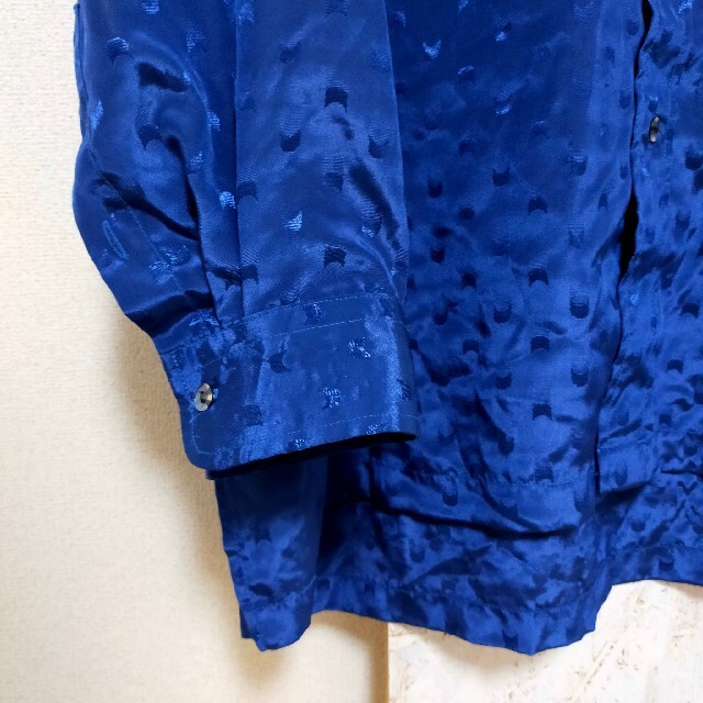サテン素材　シャツ　光沢　2XL ビッグサイズ　ゆるダボ　ブルー メンズのトップス(シャツ)の商品写真