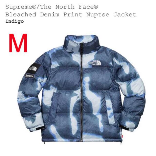 Supreme Bleached Denim Print Nuptse M - ダウンジャケット