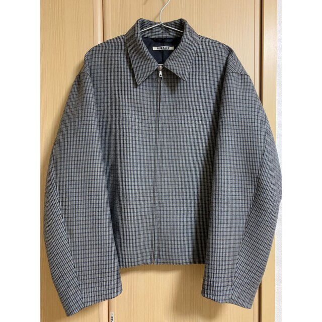 AURALEE DOUBLE FACE CHECK ZIP BLOUSON