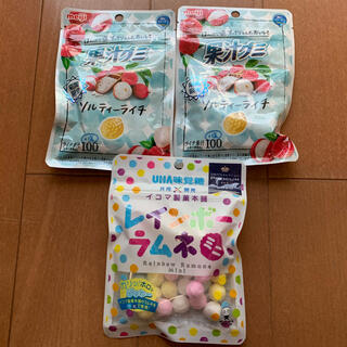 果汁グミ期間限定ソルティーライチ2袋とUHA味覚糖レインボーラムネミニ1袋セット(菓子/デザート)