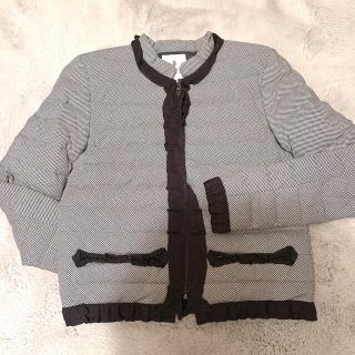 ランバンオンブルー(LANVIN en Bleu)の【ちび子さま専用】ランバンオンブルー　千鳥格子グログランリボンショートダウン(ダウンジャケット)