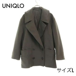 ユニクロ(UNIQLO)のユニクロ ウールブレンドPコート L オリーブ アウター(ピーコート)