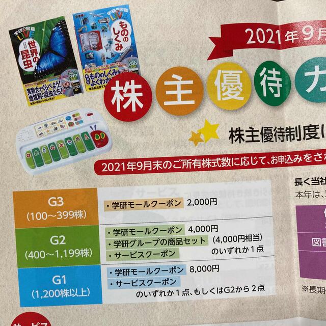 学研(ガッケン)の学研　優待カタログ　学研モールクーポン2000円分 チケットの優待券/割引券(その他)の商品写真