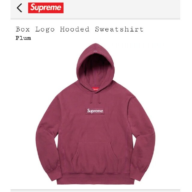 最安価格 L - Supreme 21FW 新品 Plum Logo Box Supreme パーカー