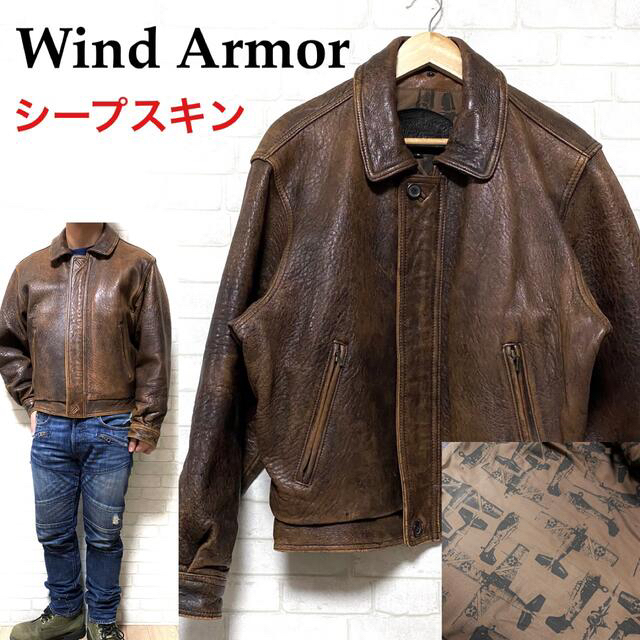 Wind Armor 飛行機柄 レザージャケット フライトジャケット | フリマアプリ ラクマ