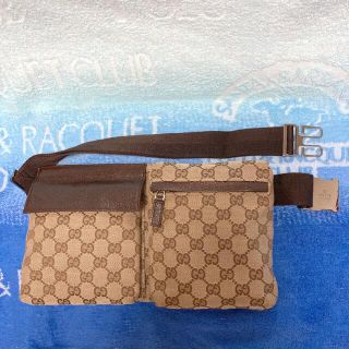 グッチ(Gucci)の正規品☆GUCCI グッチ ウエストポーチ ボディバッグ☆キャンパス×レザー(ボディバッグ/ウエストポーチ)