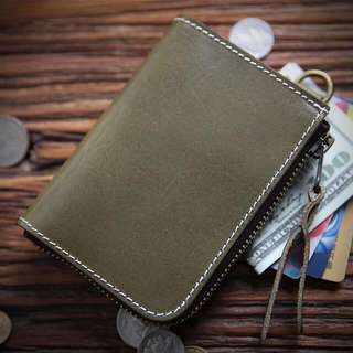 L字YKKファスナー 薄型 小さい財布 イタリアンレザー 財布 大容量(折り財布)