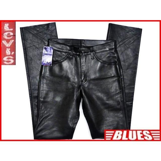 リーバイス 519 レザーパンツ メンズ W28 黒 バイク 革パンツ 本革