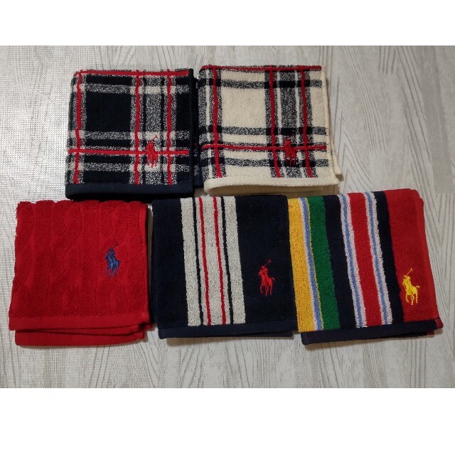 POLO RALPH LAUREN(ポロラルフローレン)の5枚セット！ラルフローレン☆タオルハンカチのみ レディースのファッション小物(ハンカチ)の商品写真