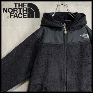 ザノースフェイス(THE NORTH FACE)のノースフェイスフリースジャケット黒ブラックMブルゾンフーディボアフリース刺繍ロゴ(ブルゾン)