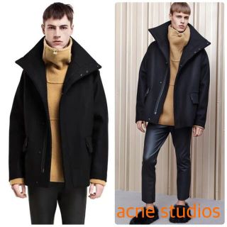 Acne Studioウールメルトンパーカーコート黒 50(L相当)