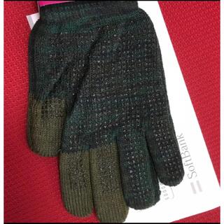 【新品未使用】タッチパネル対応　滑り止め加工手袋Ｍ-Ｌ　濃い緑(手袋)