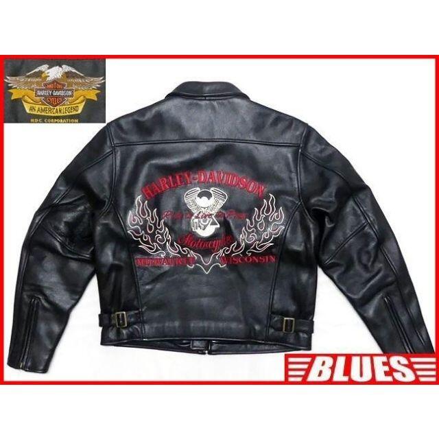 ハーレーダビッドソン レザー ライダース ジャケット メンズ M 黒 本革