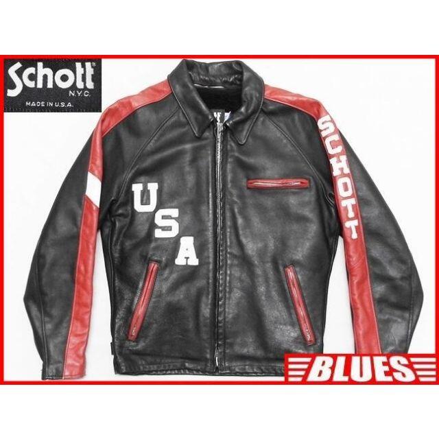 schott - ショット レザー ライダース ジャケット メンズ M 黒 38