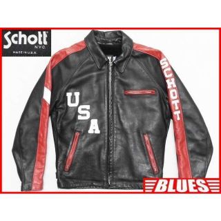 ショット(schott)のショット レザー ライダース ジャケット メンズ M 黒 38 シングル 本革(装備/装具)