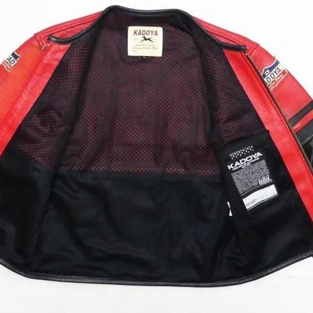 カドヤ レザー ライダース ジャケット メンズ L 黒 赤 シングル 本革