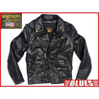 バンソン(VANSON)のバンソン レザー ライダース ジャケット メンズ S 黒 36 ダブル C2(レザージャケット)