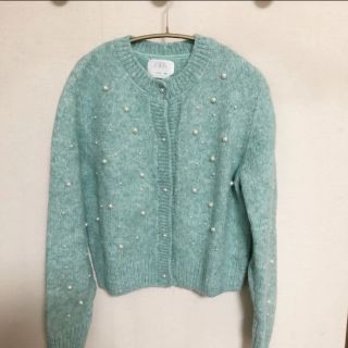 ザラキッズ(ZARA KIDS)のお値下げ　新品未使用　ZARAキッズ　パールカーディガン(カーディガン)