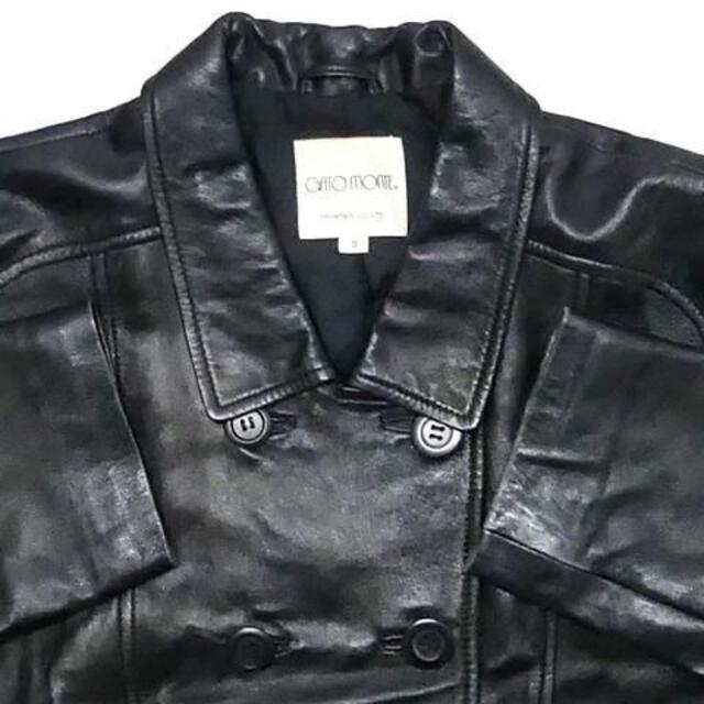 レディース レザーコート M 黒  ロングコート 9 本革 Pコート 本皮 レディースのジャケット/アウター(ピーコート)の商品写真