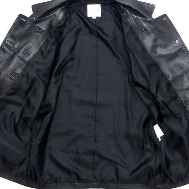 レディース レザーコート M 黒  ロングコート 9 本革 Pコート 本皮 レディースのジャケット/アウター(ピーコート)の商品写真