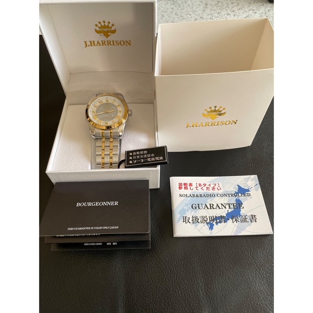 くらしを楽しむアイテム ダイヤ4石 J.HARRISON 新品 ソーラー電波腕時計 ゴールド ステンレス 腕時計(アナログ)