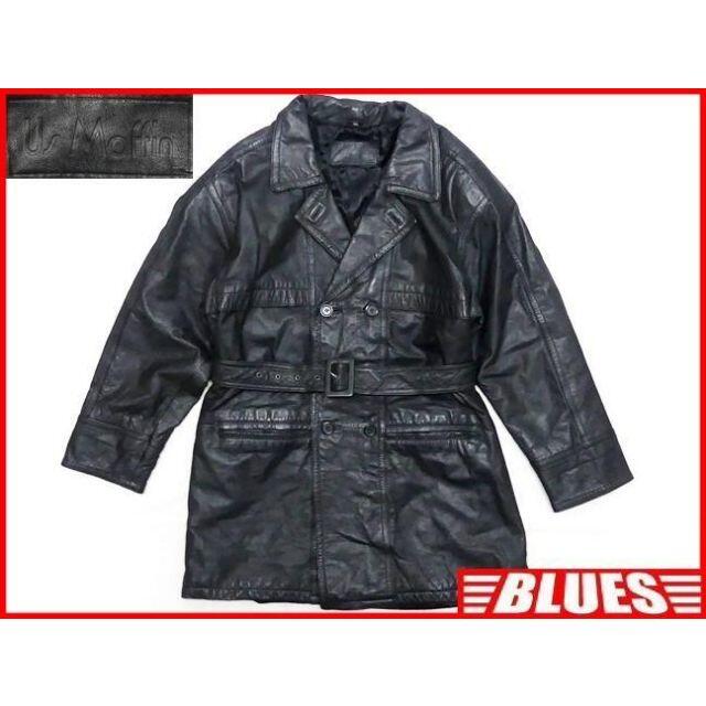 メンズ レザートレンチコート L 黒 F ロングコート 本革 ジャケット 本皮 メンズのジャケット/アウター(トレンチコート)の商品写真