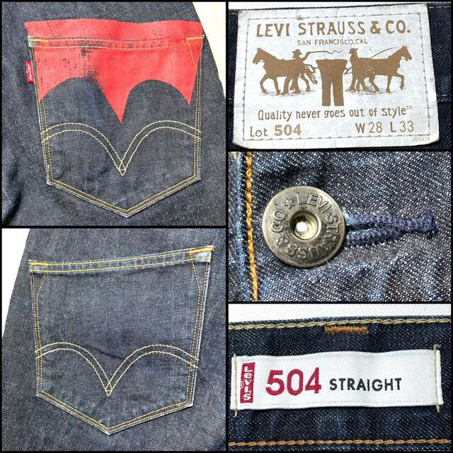 Levis リーバイス　504　ストレートデニム　W30　濃紺　メンズ