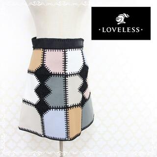 ラブレス(LOVELESS)のラブレス　台形スカート　かぎ編み　34　XS　マルチカラー(ミニスカート)