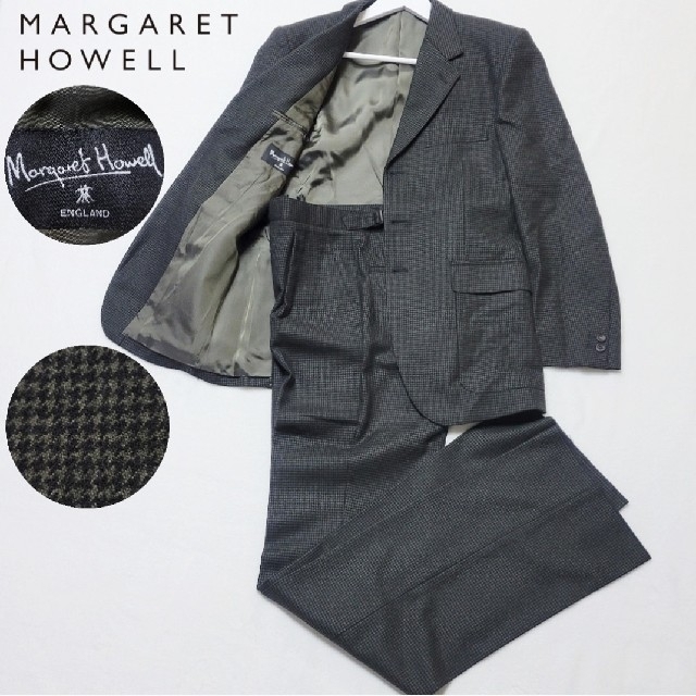 MARGARET HOWELL(マーガレットハウエル)の【美品】マーガレットハウエル　スーツセット アップ ツイード 千鳥柄 サイズL メンズのスーツ(セットアップ)の商品写真