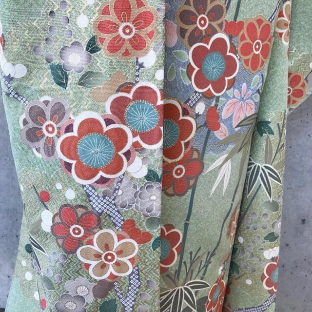 着物 振袖フルセット金駒刺繍 金彩 可憐な花 正絹 金糸 ガード加工