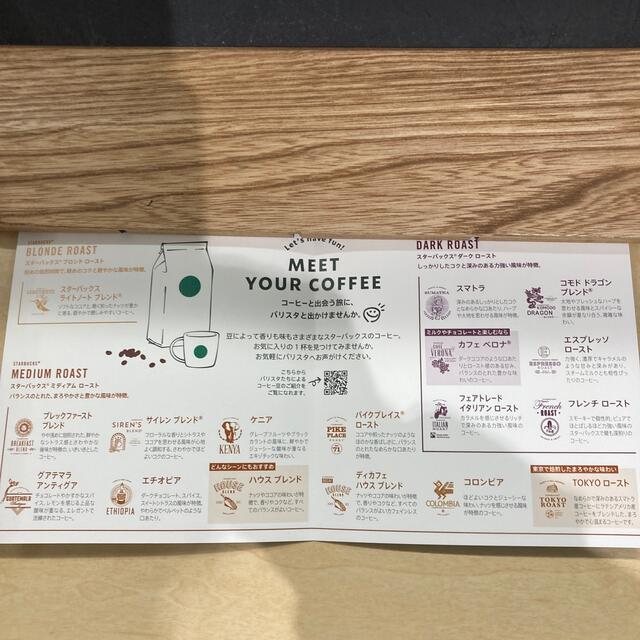 Starbucks Coffee(スターバックスコーヒー)のスターバックス　福袋　コーヒー豆の引き換えカード1枚 チケットの優待券/割引券(フード/ドリンク券)の商品写真