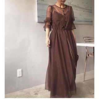 アメリヴィンテージ(Ameri VINTAGE)のAMERI TULLE SEE-THROUGH DRESS(ロングワンピース/マキシワンピース)