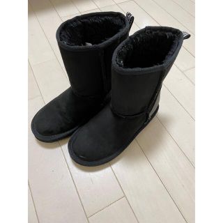 ムートンブーツ 21センチ 黒 中古(ブーツ)