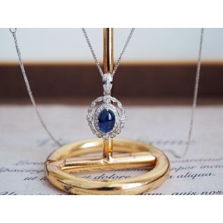 秋冬 SALE 天然ダイヤモンド付きサファイアネックレスk18 ネックレス