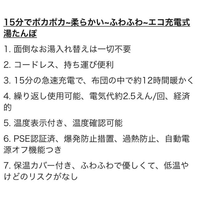 充電式湯たんぽ スマホ/家電/カメラの冷暖房/空調(電気毛布)の商品写真