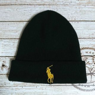 ポロラルフローレン(POLO RALPH LAUREN)のラルフローレン ロゴ ニット帽 黒(ニット帽/ビーニー)