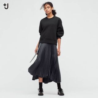 ユニクロ(UNIQLO)のユニクロ+j プリーツラップロングスカート ダークグレー 64(ロングスカート)