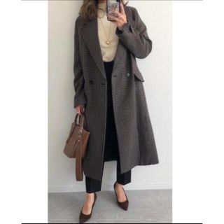 ザラ(ZARA)の美品♡  ZARA ウールミックスハウンドトゥースコート(ロングコート)