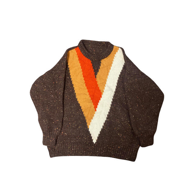 1980s オーバーサイズ  Vライン　デザイン　ミックスニットセーター　ウール使用感ややあり