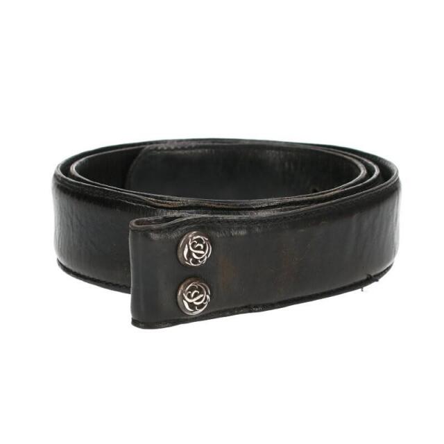 銀座店 クロムハーツ 1.5インチ レザー ベルトストラップ size:32 黒