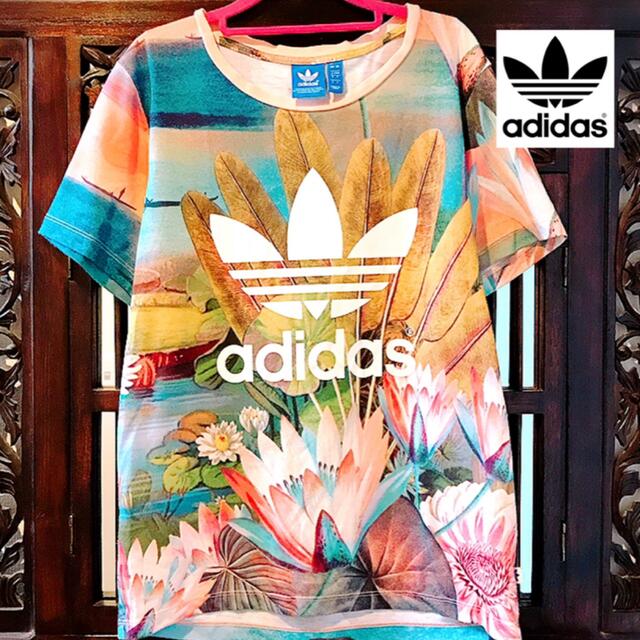 adidas(アディダス)のアディダス ファーム ピンク 蓮 花柄 ジャージ パンツ Tシャツ タンクトップ レディースのトップス(Tシャツ(半袖/袖なし))の商品写真