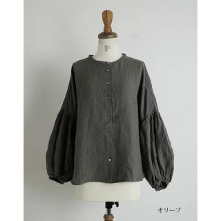 ネストローブ(nest Robe)のubasoku ウバソク リネンバンドカラーパフスリーブブラウス 無地(シャツ/ブラウス(長袖/七分))