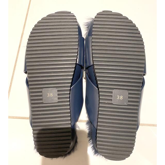 MUVEIL WORK(ミュベールワーク)のmuveil ビジュー ファーサンダル 24cm 美品 レディースの靴/シューズ(サンダル)の商品写真