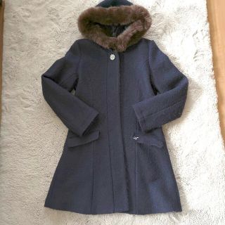 LINDSAYリンジィファー付け襟ネイビーコート160