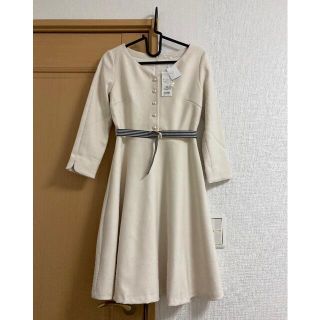 プロポーションボディドレッシング(PROPORTION BODY DRESSING)の【新品タグ付き】プロポ パール付きボーダーベルトワンピース(ひざ丈ワンピース)