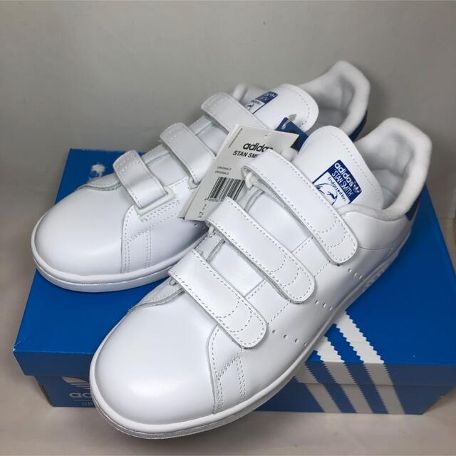 新品】アディダス スタンスミス スニーカー ベルクロ ブルー 白 27.0