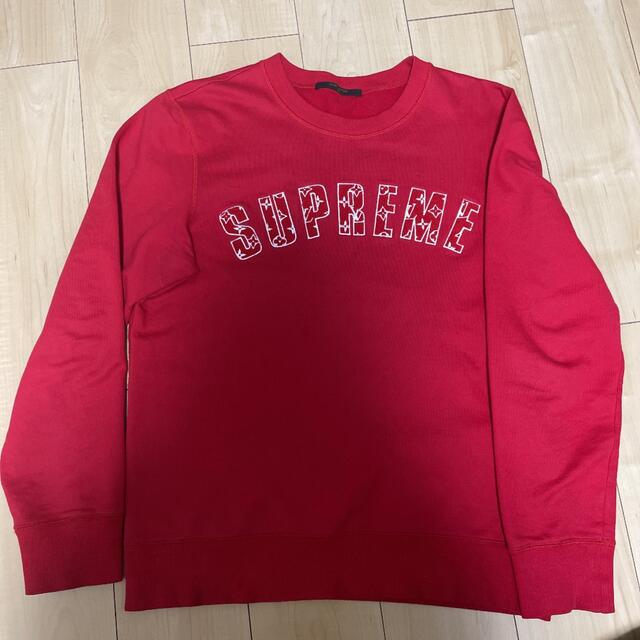 Louis Vuitton x Supreme LV x Supreme Men's XL Red Monogram Arc Logo Crewneck Sweater 1210lv24