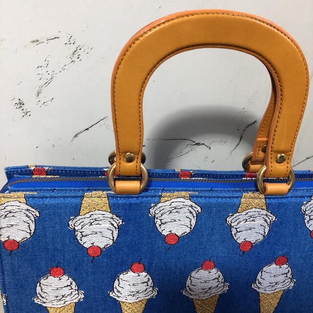 franche lippee(フランシュリッペ)の【美品】franche lippee フランシュリッペ　アイス刺繍かっちりBAG レディースのバッグ(トートバッグ)の商品写真