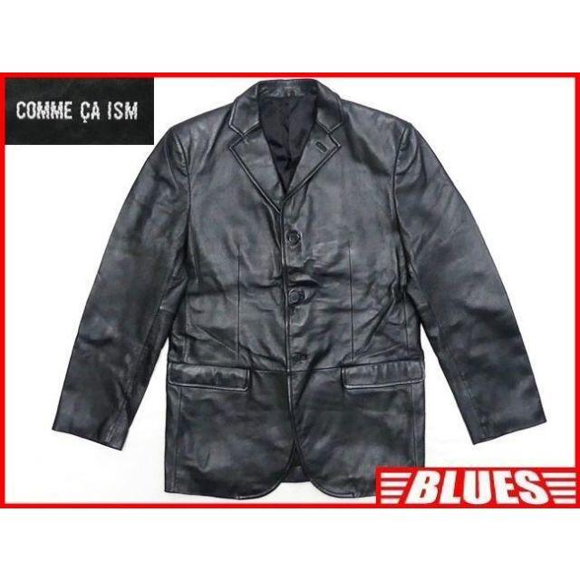 COMME CA ISM(コムサイズム)のコムサイズム メンズ レザーテーラードジャケット L 黒 スーツ ビジネス 本革 メンズのジャケット/アウター(テーラードジャケット)の商品写真
